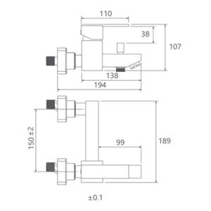 شیر حمام مدل فلورانس نقشه فنی