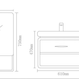 کابینت روشویی لوتوس مدل مدرن PV 6000 پلان