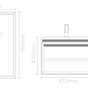 کابینت روشویی لوتوس مدل مدرن VIRGIN 600 پلان