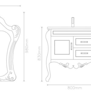 کابینت روشویی لوتوس مدل کلاسیک CLASSIC 43پلان