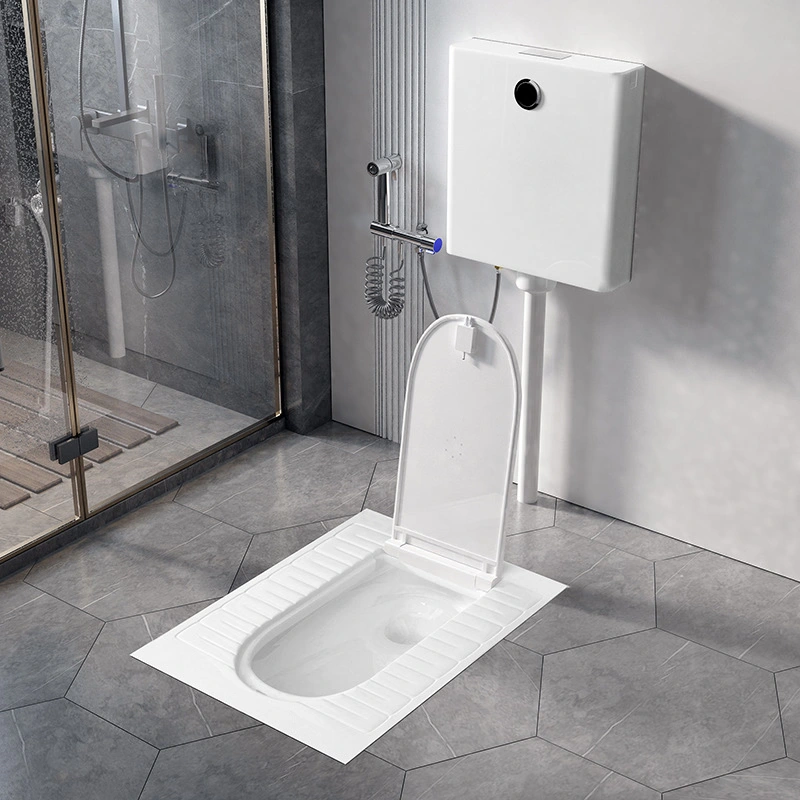 White Squat Toilet with Cover Water Tank Small Apartment Squat Shower Room Toilet Toilet Large Toilet